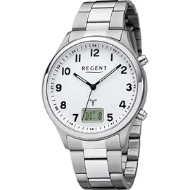 REGENT Metall Herren Uhr FR-275 Analog-Digital Armbanduhr silber Funkuhr D2URBA444 - Silber
