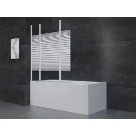 Marwell White Stripes", weiß – Duschabtrennung aus 4 mm Einscheibensicherheitsglas für Badewanne