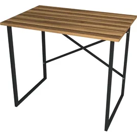 [en.casa] Schreibtisch Tjeldsund Computertisch Bürotisch 75 x 90 x 60 cm Arbeitstisch Metallgestell Laptoptisch Walnuss - Braun
