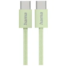 Hama Ladekabel Fabric, USB-C - USB-C, 1m, Nylon, Grün