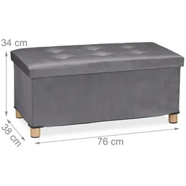 Relaxdays Sitzbank Samt Anthrazit 76 x 34 x 38 cm