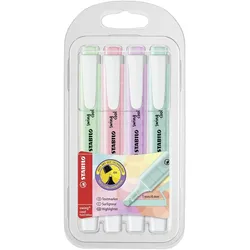 Textmarker - STABILO swing cool Pastel Edition - 4er Pack - Hauch von Minzgrün, rosiges Rouge, Schimmer von Lila, zartes Türkis