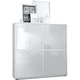 Vladon Highboard 104 x 105,5 x 35,5 cm Weiß matt / Hochglanz