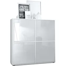 Vladon Highboard 104 x 105,5 x 35,5 cm Weiß matt / Hochglanz