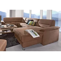 Wohnlandschaft SIT & MORE "Top Ascara U-Form" Sofas Gr. B/H/T: 312cm x 85cm x 204cm, Luxus-Microfaser, Recamiere rechts, ohne Bettfunktion, braun inklusive BoxspringFederkern-Polsterung, wahlweise mit Bettfunktion