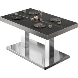GGM Möbel Bistro Loungetisch 130 x 80 x 41 cm Schwarz Marmor/Edelstahl