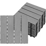 LZQ 55 Stück 30x30cm WPC Fliese, 6qm Balkonfliesen Klickfliese Garten Terrassenfliesen Balkon, Grau - Grau