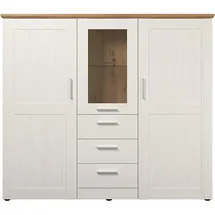 trendteam Highboard 159 x 140 x 41 cm Weiß/Braun