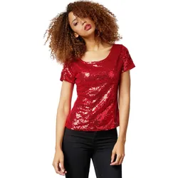 tectake® Pailletten-Kurzarm-Shirt
