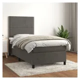 vidaXL Bett Boxspringbett mit Matratze Dunkelgrau 100x200 cm Samt braun|grau 100 cm x 203 cm x 128 cm