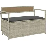 vidaXL Gartenbank mit Stauraum und Kissen Hellgrau Poly Rattan