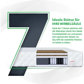 Fdm Home Double Matratze 140x200 cm Taschenfederkern Höhe 21 cm Härtegrad H3 H5 7-Liegezonen Öko-Tex Allergikergeeignet Bezug Waschbar Kokosfaser-Einlage