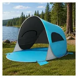Wolfwise Kuppelzelt Strandmuschel Pop-Up Zelt mit UV-Schutz 50+, 2-4 Personen Strandzelt, Personen: 3 blau 220 cm