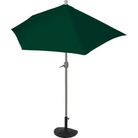MCW Sonnenschirm halbrund Lorca, Halbschirm Balkonschirm, UV 50+ Polyester/Alu 3kg ~ 300cm grün mit Ständer