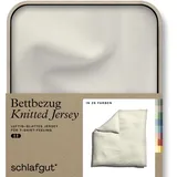 schlafgut Bettbezug SCHLAFGUT "Knitted Jersey uni, aus Bio-Baumwolle mit Elasthan, Reißverschluss", gelb (gelb light), B:200cm L:200cm, Jersey, Obermaterial: 95% Baumwolle, 5% Elasthan, Bettbezüge, bügelfrei, Mix & Match Bettwäsche: passender Kissenbezug erhältlich