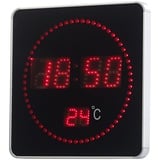 Flache LED-Funk-Tisch- & Wanduhr, Temperatur-Anzeige, rote LEDs