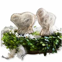 Loberon Küken 2er Set Diomede, in Handarbeit geformt, handbemalt, Antik-Finish, Ostern, Osterdekoration, Osterfiguren, Polyresin, antikbraun/antikweiß