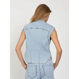 Gang Jeansweste "94LARA VEST", Damen, Gr. XL, sunbleached, Web, Obermaterial: 76% Baumwolle, 15% Polyester, 8% Viskose, 1% Elasthan, regular fit hüftlang, Rundhals, Westen, ärmelloser Relax-Fit
