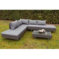 LebensWohnArt Sofa Polyrattan Lounge-Sitzgruppe FARO braun anthrazit inkl. Kissen