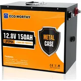 ECO-WORTHY LiFePO4 Batterie 150Ah 12V mit BMS Schutz und 3000 Zyklen, Deep Cycle Lithiumbatterie 12V für Wohnmobil,Solaranlage, Boot, Haushalt, Solarpanel Kit,Camping