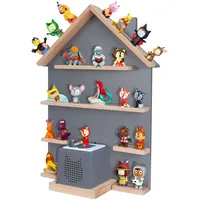 Dreamhigh® Regal kompatibel mit Toniebox und Tonies, Wandregal im Hausdesign für über 35 Figuren, An der Wand aufhängen/auf dem Tisch Stehen, 60x40x15 cm, Grau