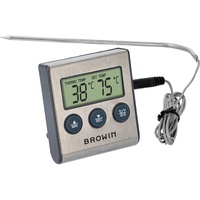 BROWIN® Digital Bratenthermometer 185609 | 0-250°C Fleischthermometer | Backthermometer | Temperaturmesser zum Kochen, Backen, Braten | Kernthermometer für Fleisch, Flüssigkeiten, Fett, Babymilch