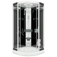 AcquaVapore Komplettdusche Fertigdusche Dusche D58-23T1 Schwarz 100x100, Sicherheitsglas ESG, inklusive Duschwanne schwarz