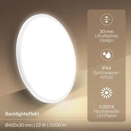 B.K.Licht LED Panel 1 rund 18W 4000K weiß Ø 42 cm