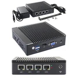CarTFT.com MPC-4LAN-N3700 MiniPC (Intel Pentium N3700, 4X Intel I225-V 2.5GbE LAN) (LÜF