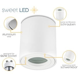 Sweet Led Aufbaustrahler Bad GU10 Aluminium weiß IP44 Aufbauspot 230V - Weiß