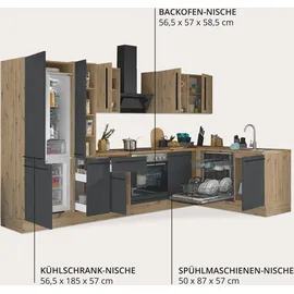 kochstation Winkelküche L-Form 310 x 175 cm schwarz