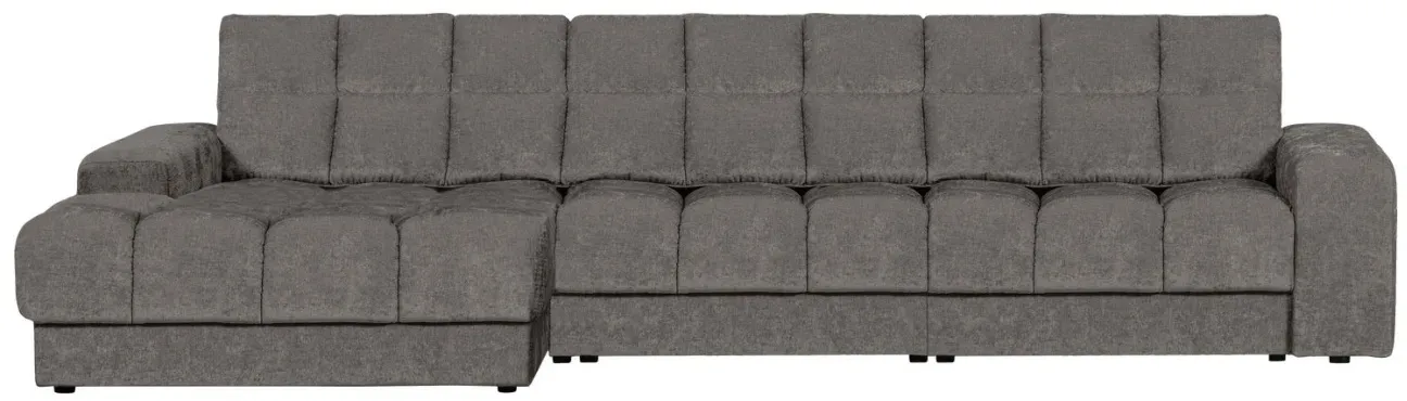 Chaiselongue Date aus Webstoff, klassisch und bequem, links, Farbe Mouse Grau, für 4–5 Personen