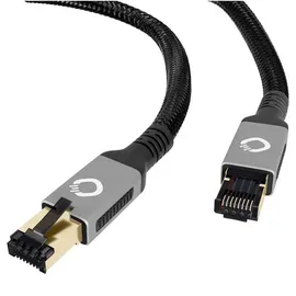Oehlbach D1C13357 RJ45 Patchkabel CAT 8.1 Schwarz vergoldete Steckkontakte, dreifach geschirmt 1St.