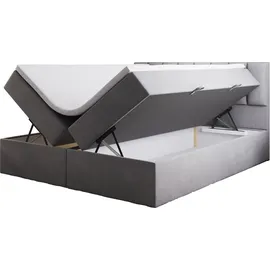 Trada Palermo Boxspringbett 140x200 mit Bettkästen H3 Matratze Grau -