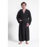 Bruno Banani Herrenbademantel BRUNO BANANI "Danny, Normallänge & Überlänge, auch in extra lang, Hotelbademantel" Gr. XL, grau (anthrazit), L:145cm, Walkfrottee, Hausmäntel, mit Logostreifen, Herren Bademantel aus 100% Baumwolle, S-4XL