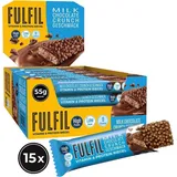 Fulfil Vitamin- und Proteinriegel Milk Chocolate Crunch Geschmack – Protein, Low Sugar Snack mit Schokolade und Vitaminen – 15 x 55 g