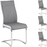 CARO-Möbel Esszimmerstuhl ALBA Stoffbezug grau/weiß 4er Set