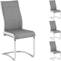 CARO-Möbel Esszimmerstuhl ALBA Stoffbezug grau/weiß 4er Set