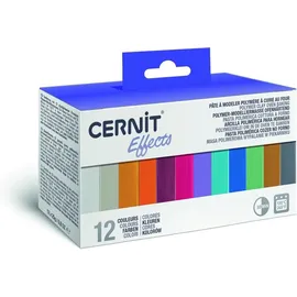 Cernit CEASS003C Set mit 12 Farben Ofenhärtende Polymer-Modelliermasse à 25g