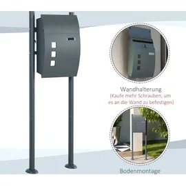 Homcom Briefkasten Silber inkl. Zeitungsfach