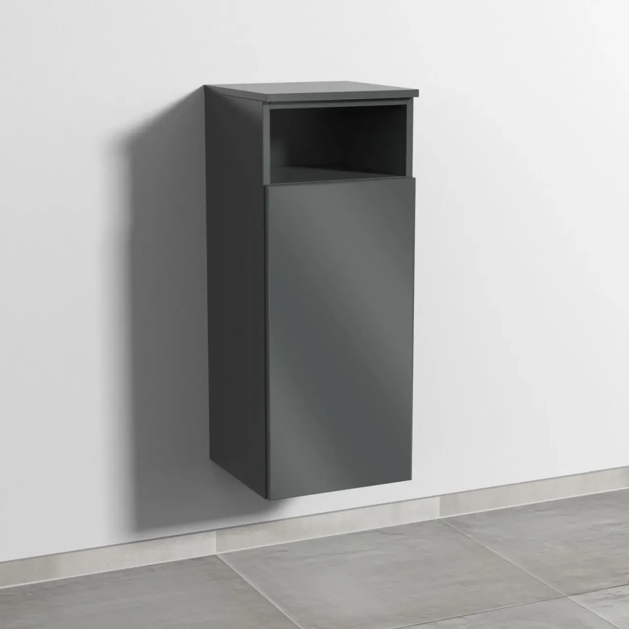 Sanipa 3way Mittelschrank mit 1 Tür und 1 offenem Fach, Anthrazit-Glanz, SF13379 SF13379