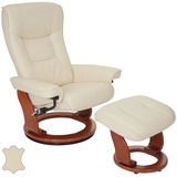 Robas Lund MCA Relaxsessel Halifax, Fernsehsessel Hocker, Echtleder 130kg belastbar ~ creme, honigfarben