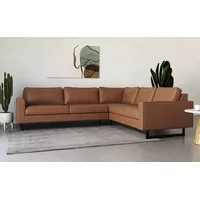 PLACES OF STYLE Ecksofa »Pinto, 250/290 cm, langer Schenkel, XXL, Ottomane«, Cord, Feincord, Luxus-Microfaser Leder und Chenille braun