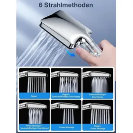 luxuskollektion Duschkopf mit Schlauch 1.6M Filter 6 Strahlarten Chrom 1*Duschkopf