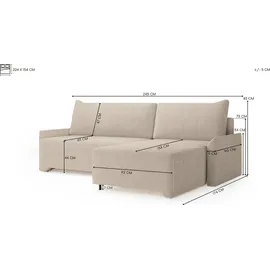 moeblo Eckcouch Cord 2-Sitzer Grau