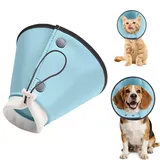 Shyllin Hundekragen Erholungshalskrause für Hunde zur Verhinderung des Leckens,Schutzkragen Hund mit Verstellbarer Nylon-Kordelzug,Halskrause Hund Nach OP für Hunde und Katzen(Blau, M)