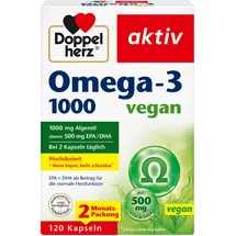 Doppelherz Omega-3 1000 vegan - Hochdosierte Omega-3-Fettsäuren EPA und DHA aus pflanzlichem Algenöl - 120 Kapseln