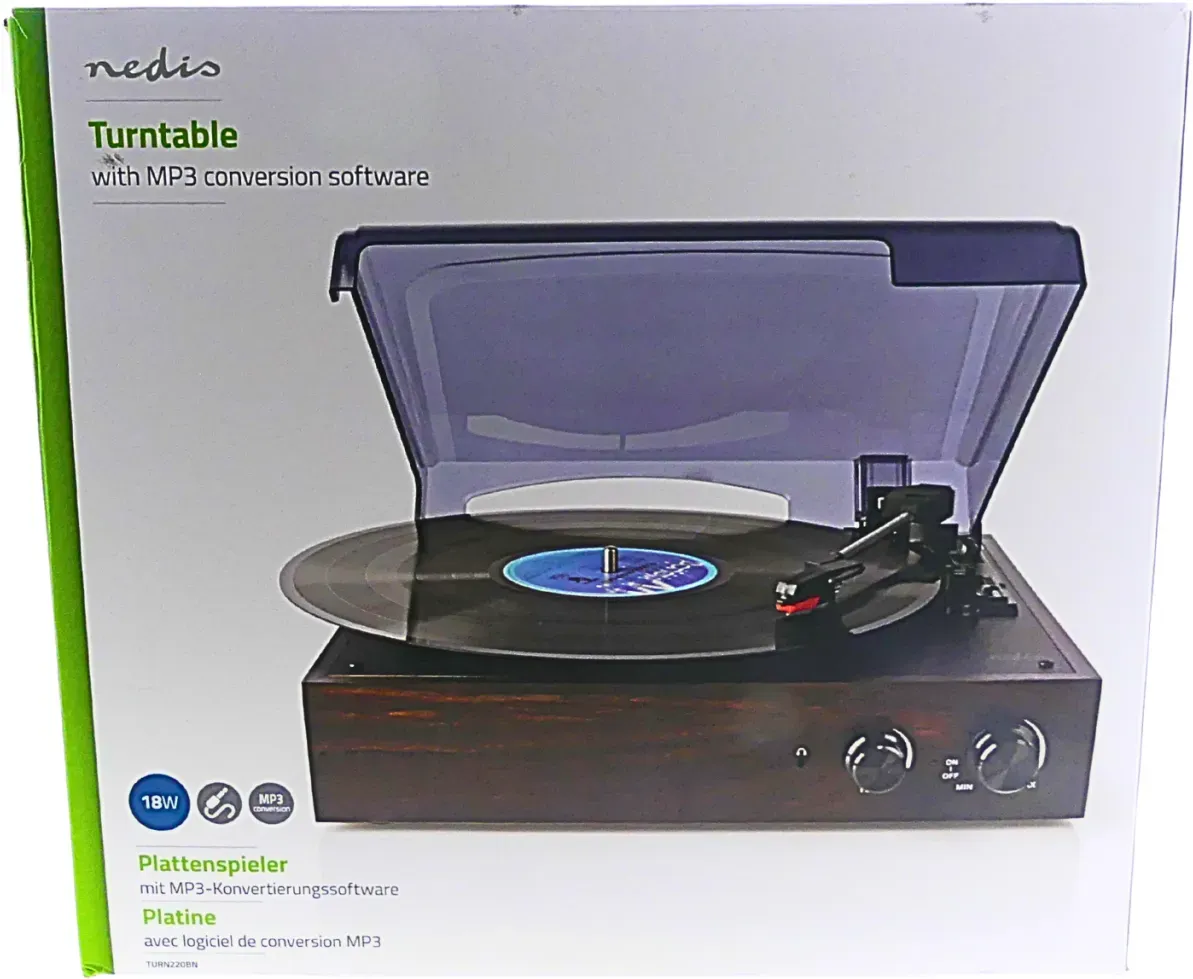 NEDIS Plattenspieler Riemenantrieb 18W Integrierter Verstärker MP3 Umwandlung