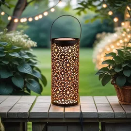 Marrakesch Orient & Mediterran Interior 2er Set Orientalische Solarlaterne Solar Laterne Windlich Noum Schwarz