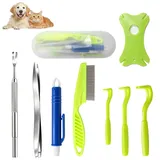 Stalora Zeckenzange 9 In 1 Set Mit Etui, Zeckenhaken und Zeckenkarte Komplettset für Hunde Katze Mensch, Zeckenpinzette und Zeckenschlinge zur Sicheren Zeckenentfernung